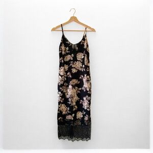 Floral Slip Dress with Lace Trim